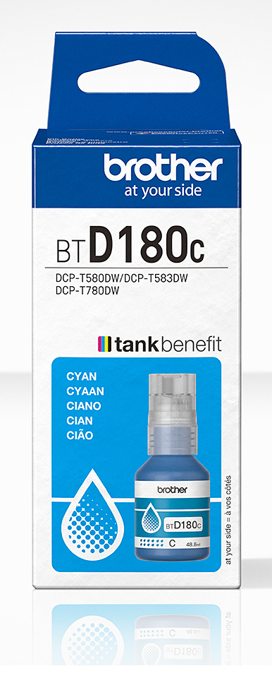 [BTD180C] ORIGINAL Brother Cartuccia d'inchiostro ciano BTD180C BTD-180C ~5000 Seiten 48,8ml