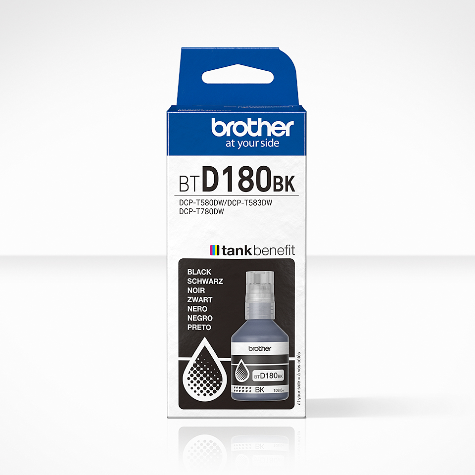 [BTD180BK] ORIGINAL Brother Cartuccia d'inchiostro nero BTD180BK BTD-180BK ~7500 Seiten 108ml