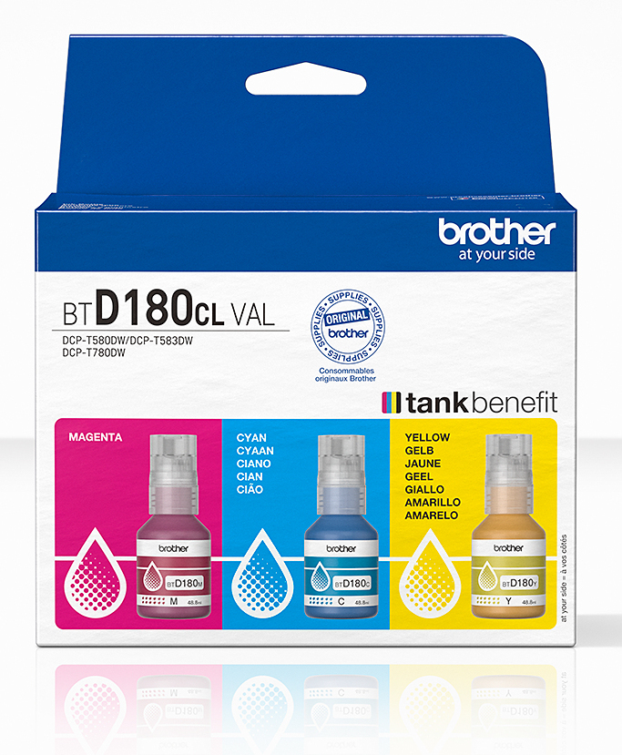 [BTD-180] ORIGINAL Brother Multipack ciano / magenta / giallo BTD-180 BTD180CLVAL ~15000 Seiten