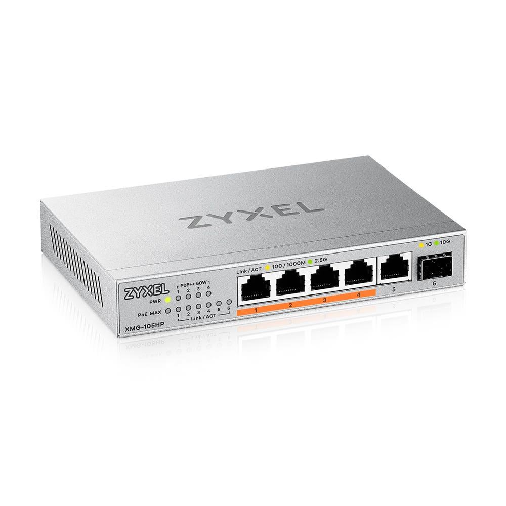 [XMG-105HP-EU0101F] Zyxel XMG-105HP Non gestito 2.5G Ethernet (100/1000/2500) Supporto Power over Ethernet (PoE) Argento