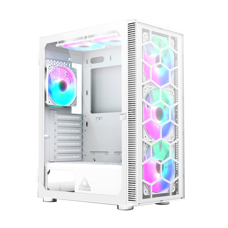 [X3 GLASS WH] Case Montech X3 Glass Midi-Tower RGB Vetro Temperato Bianco