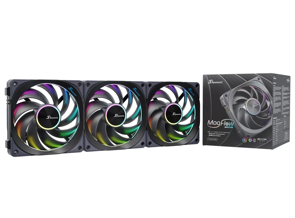 [MAGFLOW-ARGB-3] Seasonic MagFlow ARGB Case per computer Ventilatore 12 cm Nero 3 pz