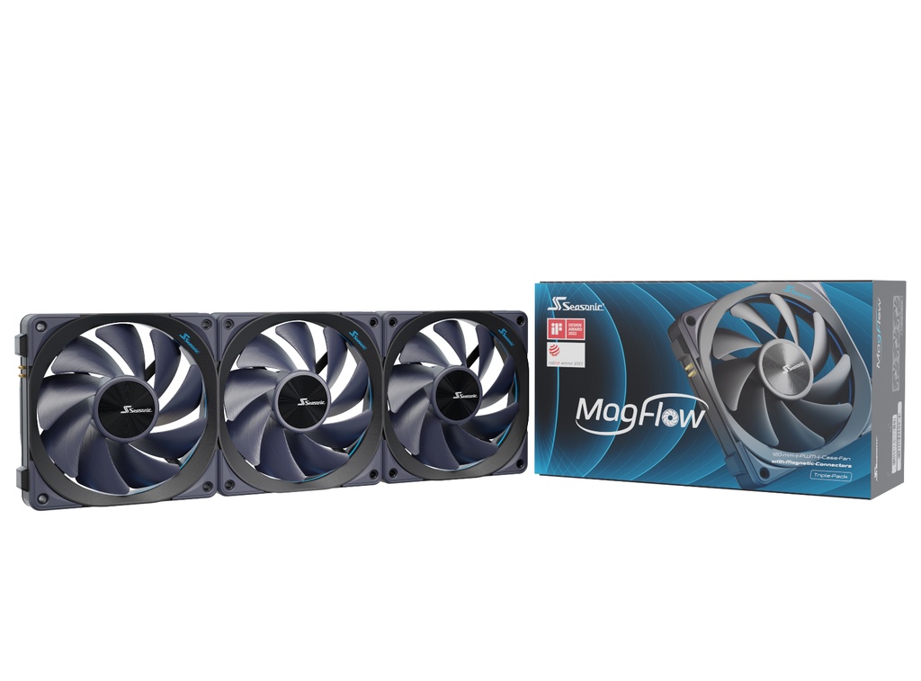 [MAGFLOW-3] Seasonic MagFlow 3-Fan Kit Case per computer Ventilatore 12 cm Nero 3 pz