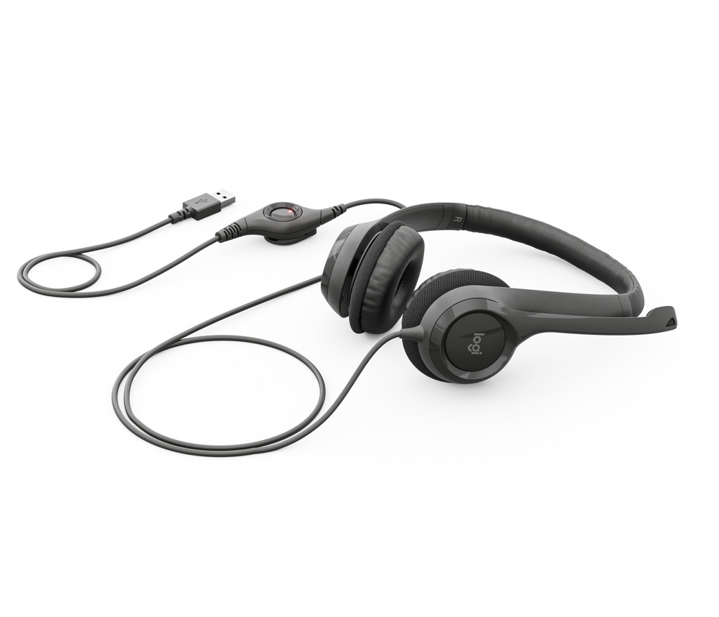ORIGINAL Logitech Accessori per computer nero 981-000406 Headset H390 Auricolare stereo Logitech, on-ear, con cavo, lunghezza 2,4 m, USB-A, microfono a cancellazione di rumore