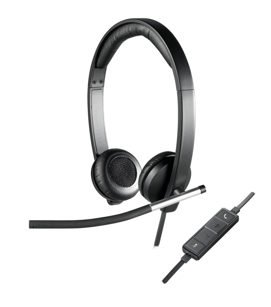 [981-000519] Logitech H650E Auricolare Cablato A Padiglione Ufficio USB tipo A Nero, Argento