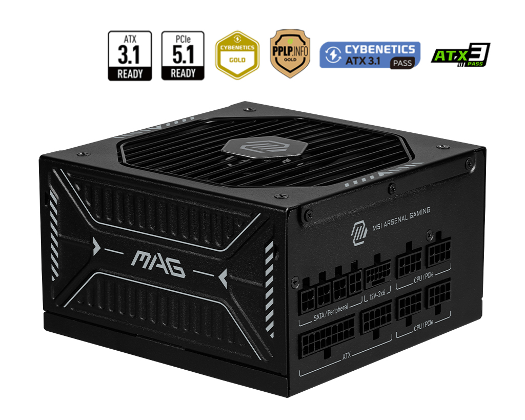 [306-7ZPIY11-CE0] MSI MAG A850GLS PCIE5 alimentatore per computer 850 W 24-pin ATX ATX Nero