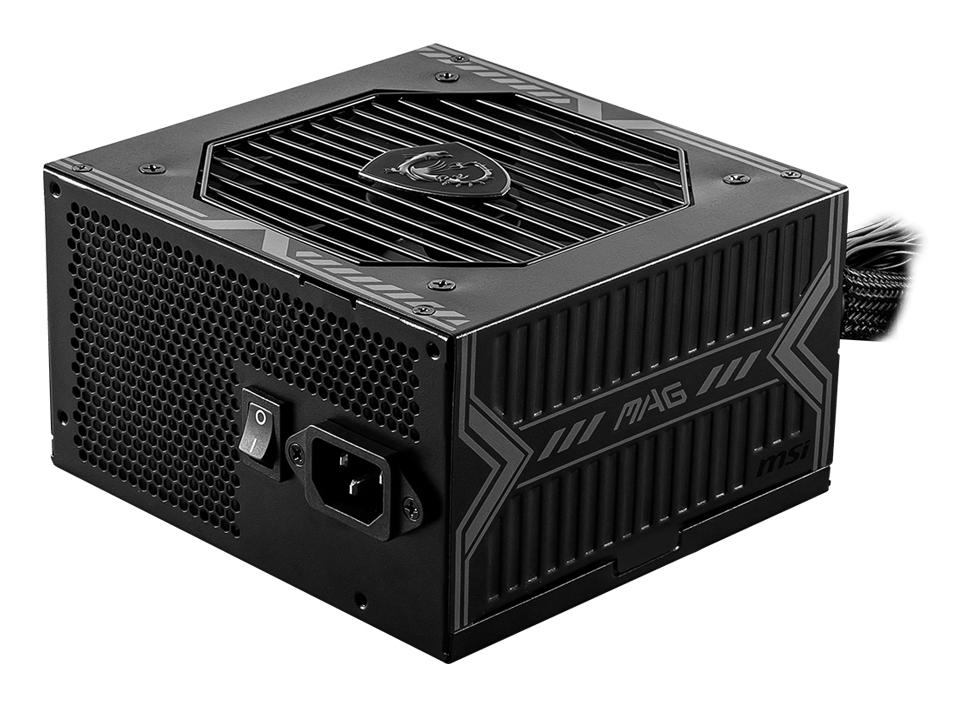 [306-7ZP2B11-CE0] MSI MAG A650BN UK PSU '650W, 80 Plus Bronze certified, 12V Single-Rail, DC-to-DC Circuit, 120mm Fan, Non-Modular, Sleeved Cables, ATX Power Supply Unit, UK Powercord, Black'