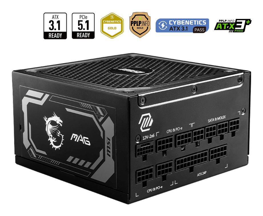 [306-7ZP9A11-CE0] MSI MAG A1250GL PCIE5 alimentatore per computer 1250 W 24-pin ATX ATX Nero