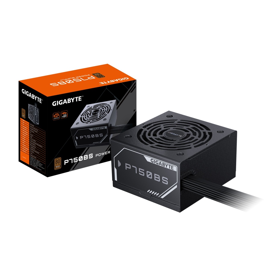 [GP-P750BS] GIGABYTE P750BS Alimentatore - PCI-E 6+2 Pin x 4, 80 PLUS Bronze, Ventola da 120 mm, Compatibile con ATX, Spina EU