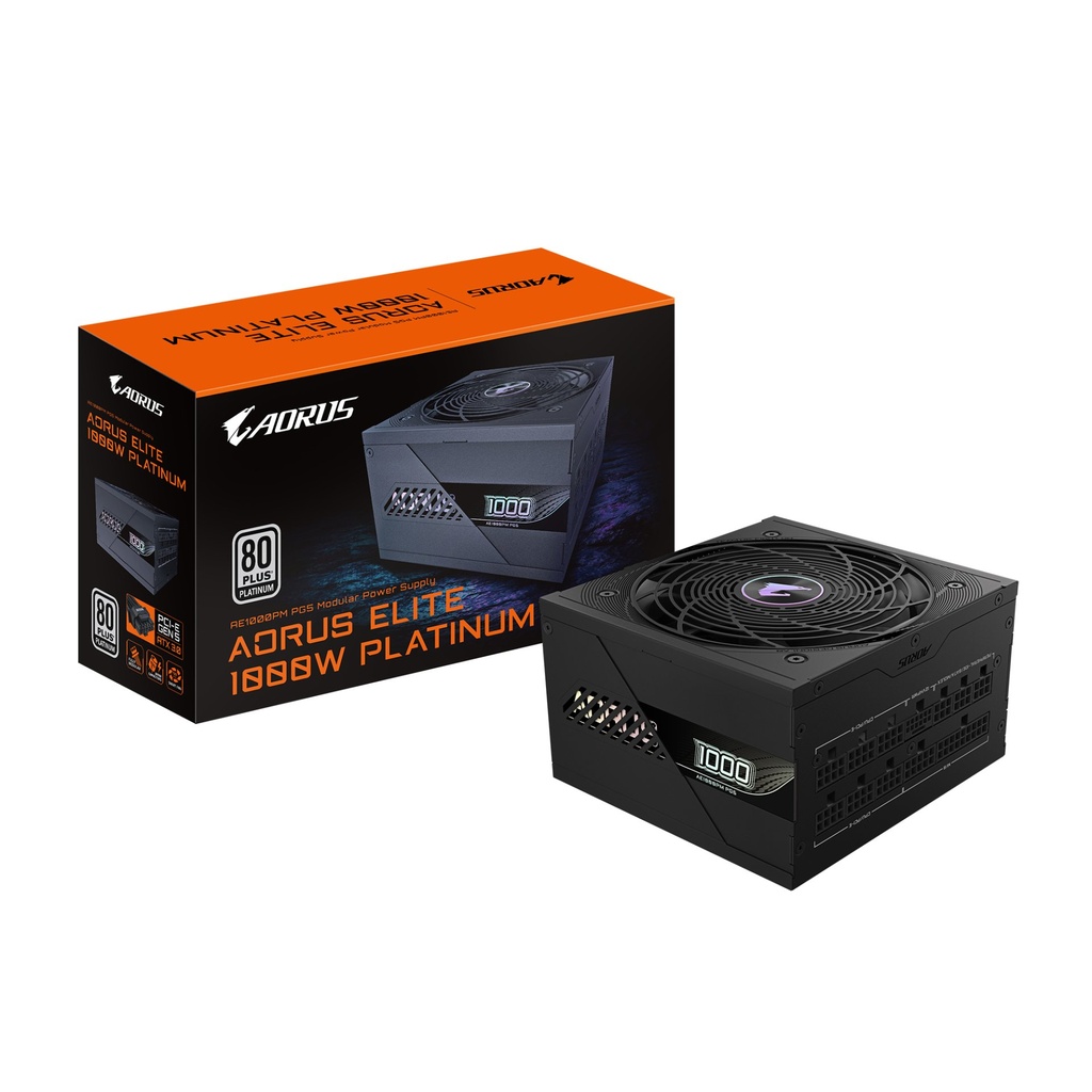 [GP-AE1000PM PG5] GIGABYTE AORUS ELITE P1000W ICE Alimentatore - PCIe 5.0, 80 PLUS Platinum, Design completamente modulare, Ventola da 120 mm, Compatibile con ATX 3.0, Spina EU