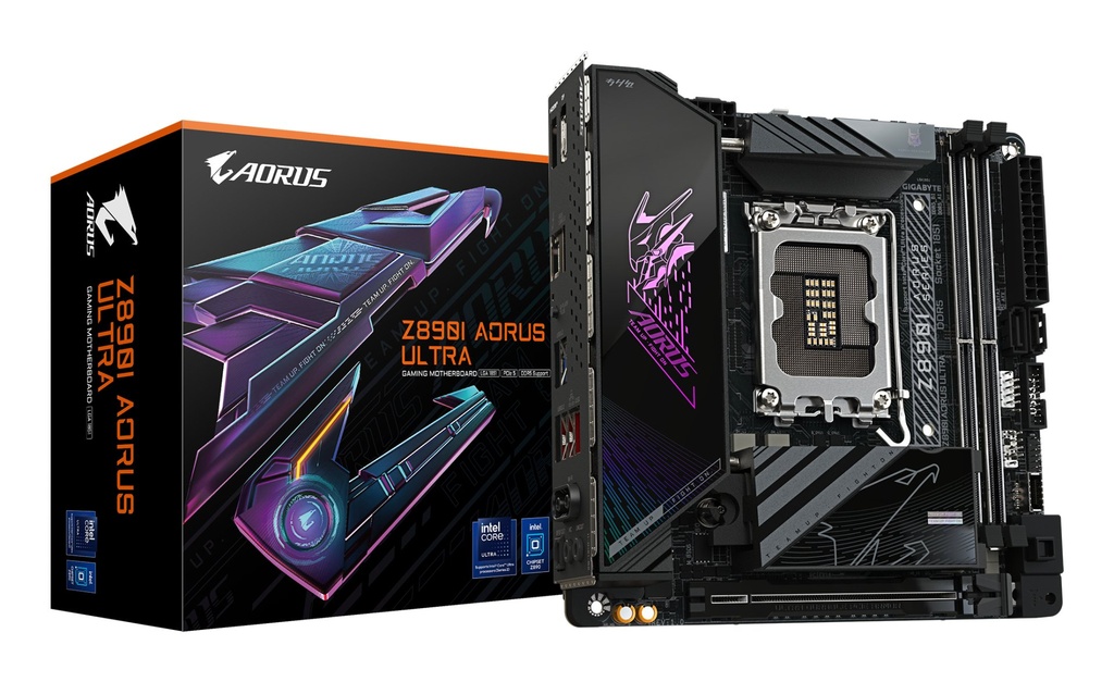 [Z890I AORUS ULTRA] GIGABYTE Z890I AORUS ULTRA Motherboard - Supports Intel Core Ultra (Series 2) CPUs, 8+1+2 phases VRM, up to 8800MHz DDR5 (OC), 1xPCIe 5.0 + 1xPCIe 4.0, Wi-Fi 7, 2.5GbE LAN, Thunderbolt 4