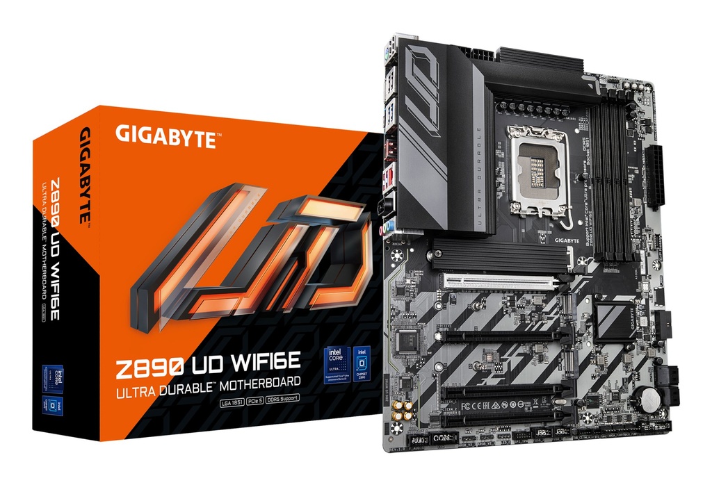 [Z890 UD WIFI6E] GIGABYTE Z890 UD WIFI6E Motherboard - Supports Intel Core Ultra (Series 2) CPUs, 12+1+2 phases VRM, up to 8800MHz DDR5 (OC), 1xPCIe 5.0 + 2xPCIe 4.0, Wi-Fi 6E, 2.5GbE LAN, USB 4