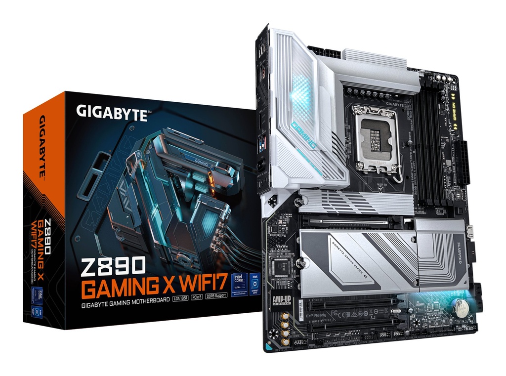 [Z890 GAMING X WIFI7] GIGABYTE Z890 GAMING X WIFI7 Motherboard - Supports Intel Core Ultra (Series 2) CPUs, 16+1+2 phases VRM, up to 8800MHz DDR5 (OC), 1xPCIe 5.0 + 3xPCIe 4.0, Wi-Fi 7, 2.5GbE LAN, USB 4
