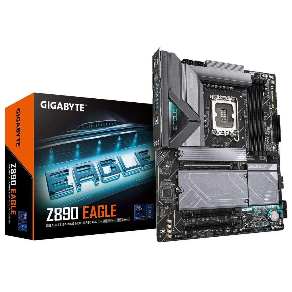 [Z890 EAGLE] GIGABYTE Z890 EAGLE Scheda Madre - Supporta CPU Intel Core Ultra (Serie 2), VRM a 14+1+2 fasi, fino a 8800MHz DDR5 (OC), 1x PCIe 5.0 M.2 + 3x PCIe 4.0 M.2, LAN 2,5GbE, USB4