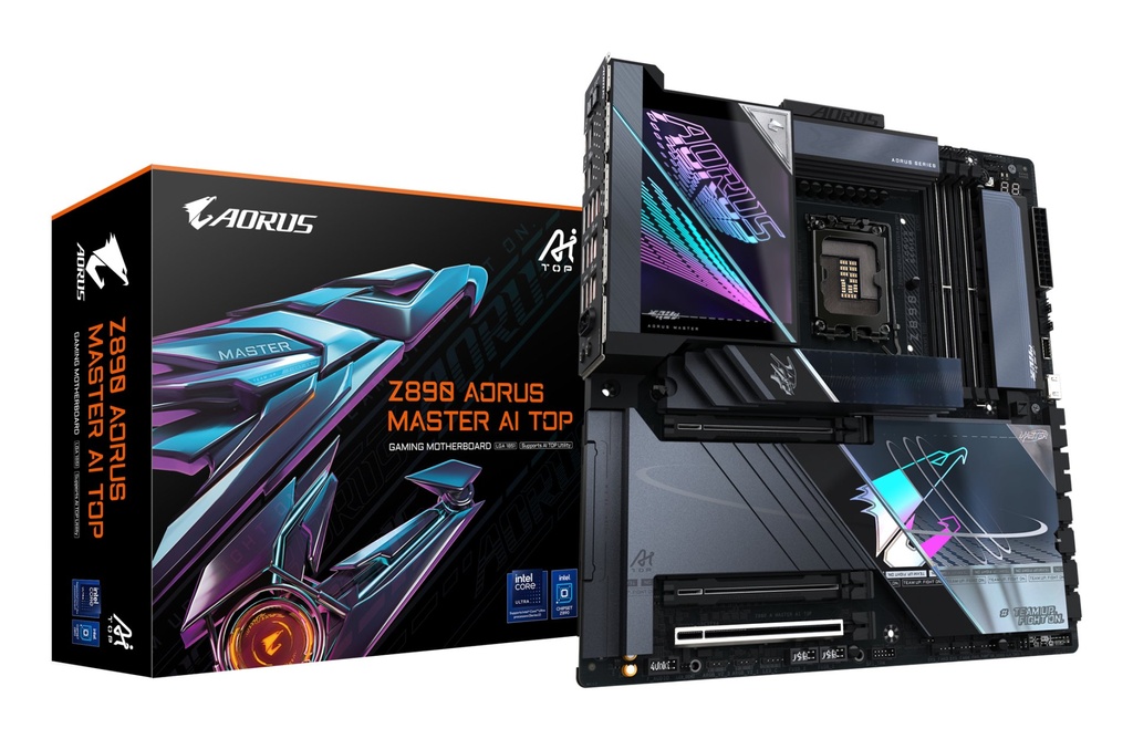 [Z890 A MASTER AI TOP] GIGABYTE Z890 AORUS MASTER AI TOP Motherboard - Supports Intel Core Ultra (Series 2) CPUs, 20+1+2 phases VRM, up to 9500MHz DDR5 (OC), PCIe 5.0 M.2, Wi-Fi 7, Thunderbolt 4