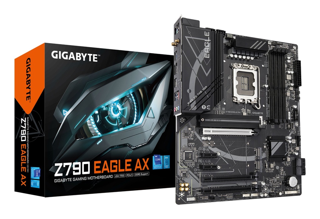[Z790 EAGLE AX] GIGABYTE Z790 EAGLE AX Scheda madre - Supporta CPU Intel Core di 14a generazione, VRM digitale a 12+1+1 fasi, fino a 7600MHz DDR5 (OC), 3xPCIe 4.0 M.2, Wi-Fi 6E, LAN 2.5GbE, USB 3.2 Gen 2
