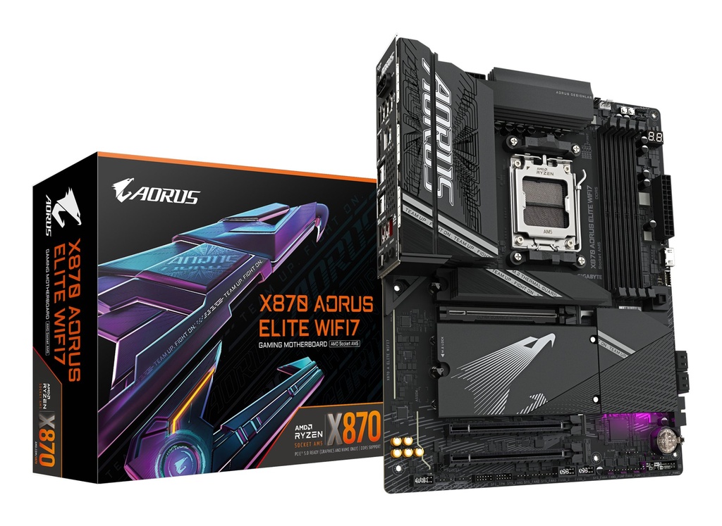 [X870 A Elite Wifi7] GIGABYTE X870 AORUS ELITE WIFI7 Motherboard - Supports AMD Ryzen 9000 CPUs, 16+2+2 phases VRM, up to 8000MHz DDR5 (OC), 3xPCIe 5.0 + 1xPCIe 4.0, Wi-Fi 7, 2.5GbE LAN, USB 4