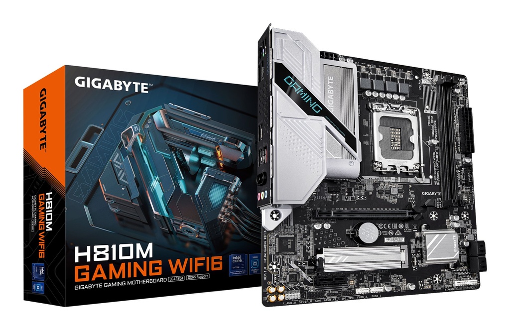 [H810M Gaming WIFI6] GIGABYTE H810M GAMING WIFI6 Scheda madre - CPU Intel Core Ultra (Serie 2), VRM a 4+1+2 fasi, fino a 6400 MHz DDR5, 1xPCIe 4.0 M.2, LAN 2.5GbE, WIFI 6, USB 3.2 Gen 1