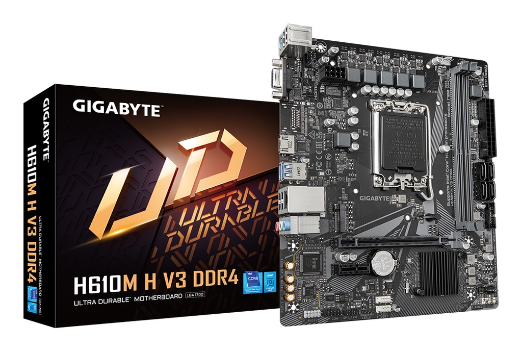 [H610M H V3 DDR4] GIGABYTE H610M H V3 DDR4 Scheda madre - Supporta processori Intel Core 14th CPUs, 4+1+1 Hybrid Phases Digital VRM, up to 3200MHz DDR4, 1xPCIe 3.0 M.2, GbE LAN, USB 3.2 Gen 1