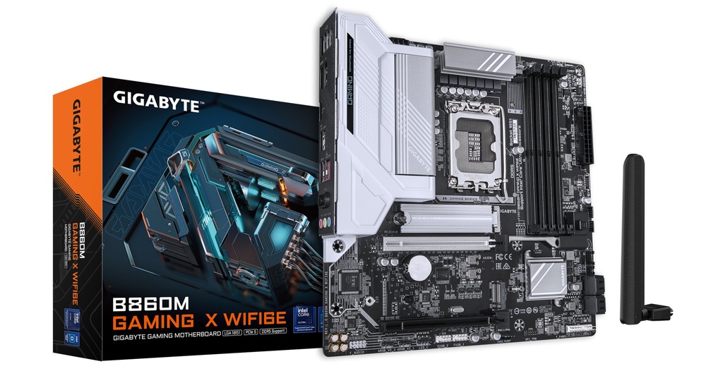 [B860M GAMING X WIFI6E] GIGABYTE B860M GAMING X WIFI6E Motherboard - Intel Core Ultra Series CPUs, 8+1+2+2 Phases VRM, up to 9200MHz DDR5, 1xPCIe 5.0 + 1xPCIe 4.0 M.2, 2.5GbE LAN, WIFI 6E, USB 4