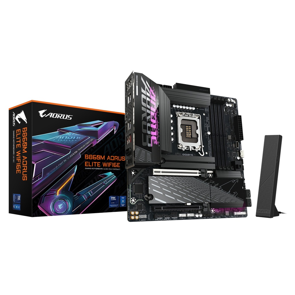 [B860M A ELITE WIFI6E] GIGABYTE B860M AORUS ELITE WIFI6E Motherboard - Intel Core Ultra Series CPUs, 12+1+2+1 Phases VRM, up to 9200MHz DDR5, 1xPCIe 5.0 + 2xPCIe 4.0 M.2, 2.5GbE LAN, WIFI 6E, Thunderbolt