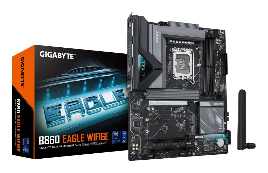 [B860 EAGLE WIFI6E] GIGABYTE B860 EAGLE WIFI6E Motherboard - Intel Core Ultra Series CPUs, 12+1+2+1 Phases VRM, up to 9066MHz DDR5, 1xPCIe 5.0 + 2xPCIe 4.0 M.2, 2.5GbE LAN, WIFI 6E, USB 3.2 Gen 2x2