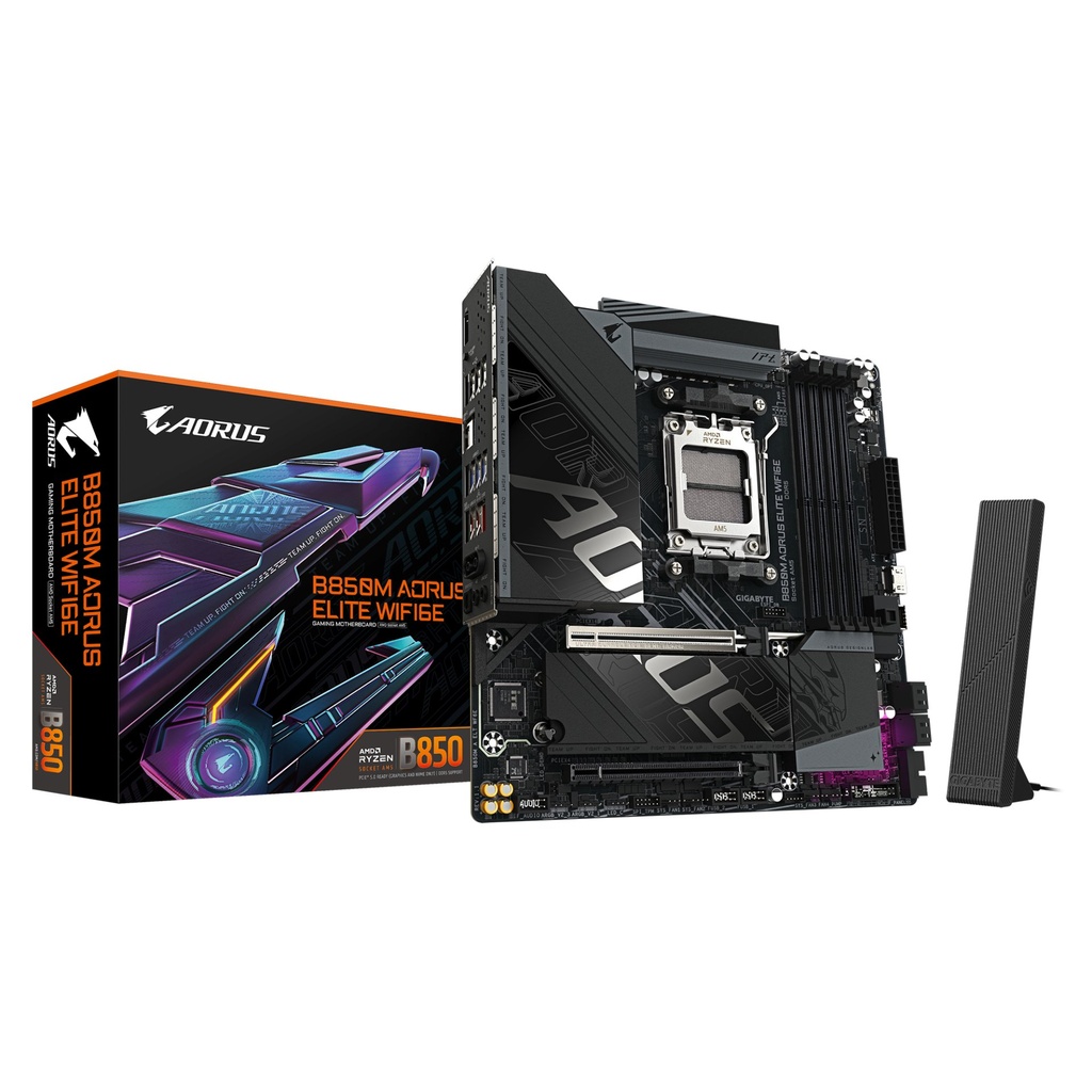 [B850M A ELT WF6E] GIGABYTE B850M AORUS ELITE WIFI6E Scheda madre - CPU AMD Ryzen serie 9000, VRM digitale a 12+2+2 fasi, fino a 8200 MHz DDR5 (O.C.), 1x M.2 PCIe 5.0 + 1x M.2 PCIe 4.0, Wi-Fi 6E, LAN 2.5 GbE, USB 3.2 Gen 2