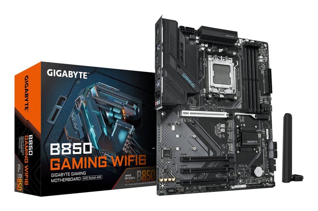 [B850 GAMING WF6] GIGABYTE B850 GAMING WIFI6 Motherboard - AMD Ryzen 9000 Series CPUs, 6+2+2 Phasen Digital VRM, up to 8200MHz DDR5 (OC), 1xPCIe 5.0 + 2xPCIe 4.0 M.2, GbE LAN, WIFI 6, USB 3.2 Gen 2