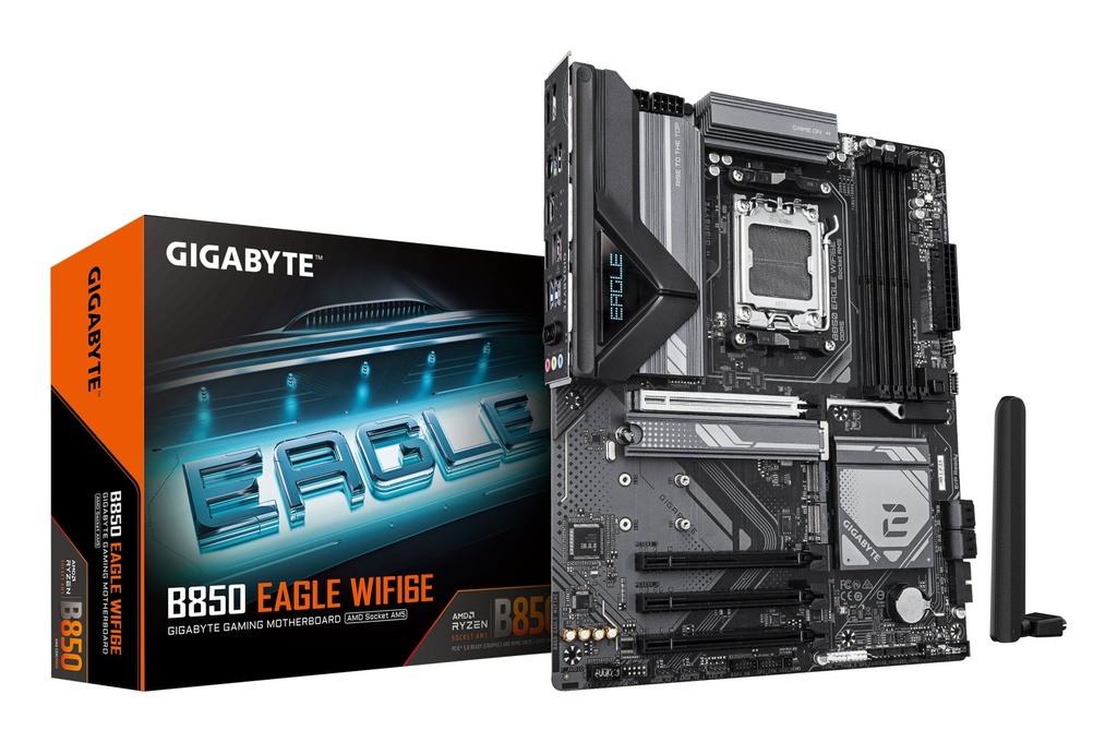 [B850 EAGLE WIFI6E] GIGABYTE B850 EAGLE WIFI6E Motherboard - AMD Ryzen 9000 Series CPUs, 8+2+2 Phases Digital VRM, up to 8200MHz DDR5 (OC), 1xPCIe 5.0 + 2xPCIe 4.0 M.2, GbE LAN, WIFI 6E, USB 3.2 Gen 2