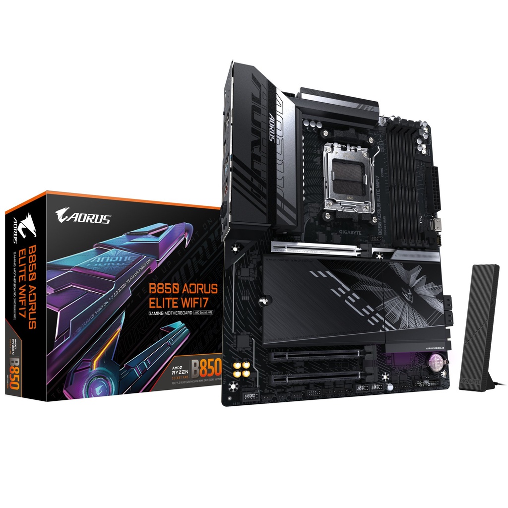[B850 A ELITE WF7] GIGABYTE B850 AORUS ELITE WIFI7 Motherboard - AMD Ryzen 9000 Series CPUs, 14+2+2 Phases Digital VRM, up to 8200MHz DDR5 (OC), 1xPCIe 5.0 + 2xPCIe 4.0 M.2, 2.5 LAN, WIFI 7, USB 3.2 Gen 2x2