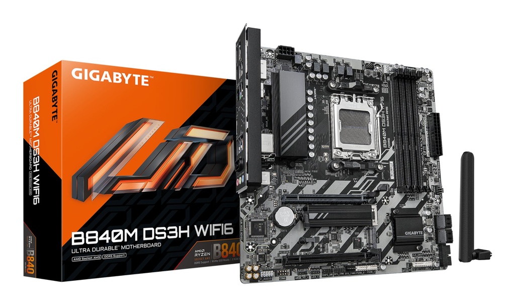 [B840M DS3H WF6] GIGABYTE B840M DS3H WIFI6 Scheda Madre – CPU AMD Ryzen 9000, VRM digitale 8+2+2 fasi, fino a 8200 MHz DDR5, 2 x M.2 PCIe 4.0, Wi-Fi 6, LAN 2,5 GbE, USB 3.2 Gen 1