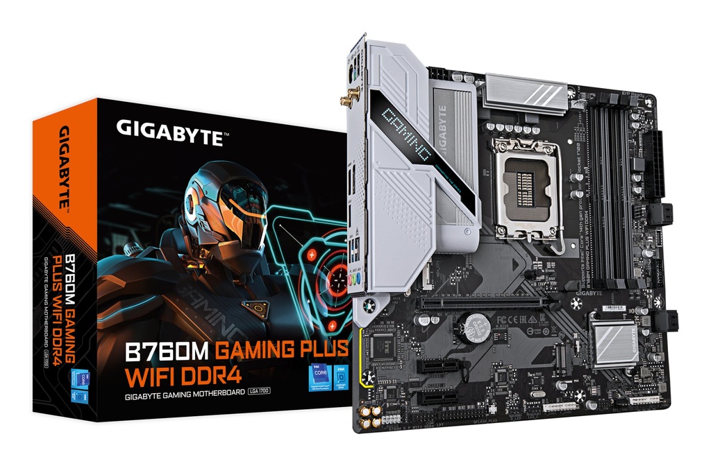 [B760M G P Wifi DDR4] GIGABYTE B760M GAMING PLUS WIFI DDR4 Scheda madre - Supporta CPU Intel Core di 14a generazione, VRM a 4+1+1 fasi, fino a 5333 MHz DDR4 (OC), 2xPCIe 4.0 M.2, Wi-Fi 6, LAN 1 GbE, USB 3.2 Gen 1