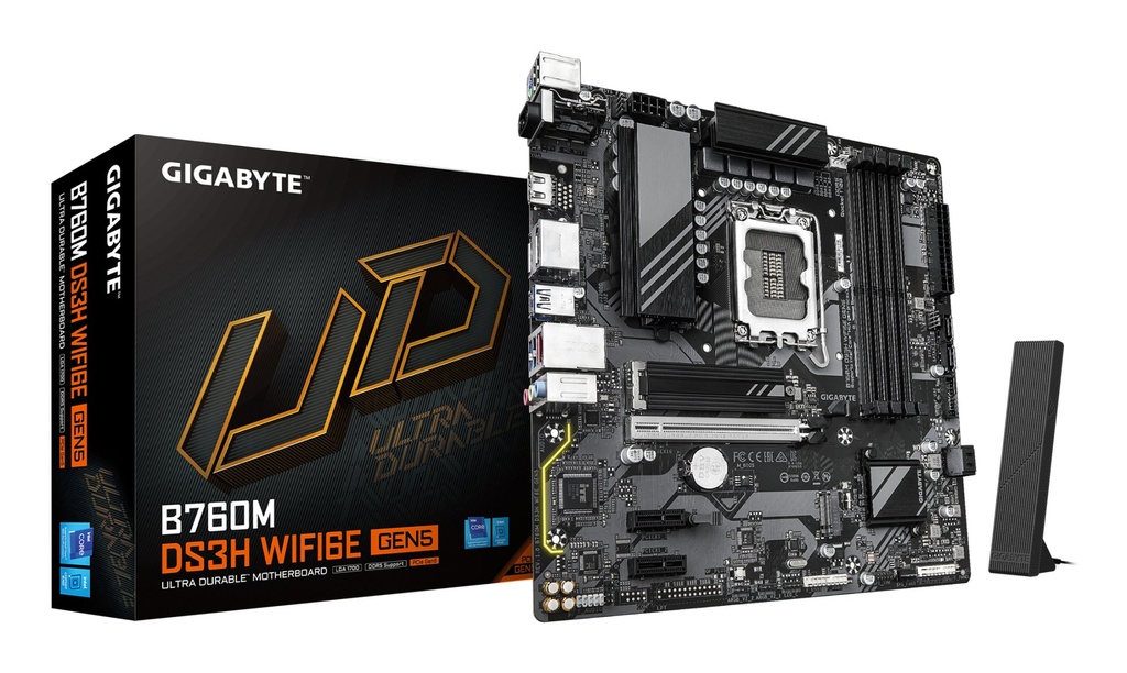 [B760M DS3H WF6E GEN5] GIGABYTE B760M DS3H WIFI6E GEN5 Scheda Madre – Supporta processori Intel Core di 14a generazione, VRM digitale a 6+2+1 fasi, fino a 5600 MHz DDR5, 2 x M.2 PCIe 4.0, Wi-Fi 6E, LAN 2.5 GbE, USB 3.2 Gen2