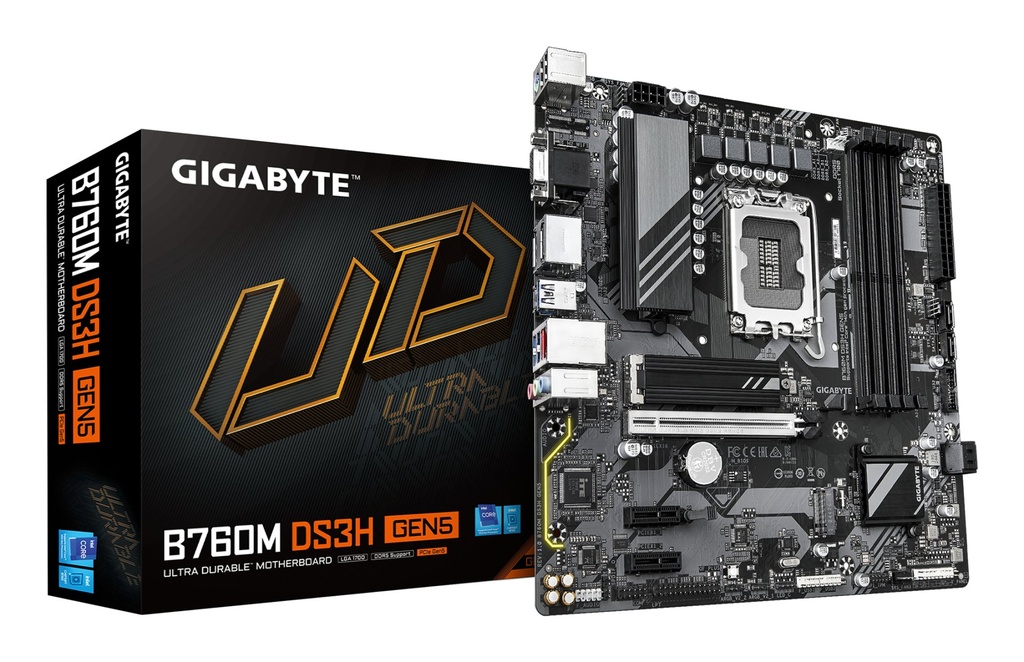 [B760M DS3H GEN5] GIGABYTE B760M DS3H GEN5 Scheda Madre – Supporta CPU Intel Core 14ª generazione, VRM digitale a 6+2+1 fasi, fino a 5600 MHz DDR5, 2 x M.2 PCIe 4.0, LAN 2.5GbE, USB 3.2 Gen2