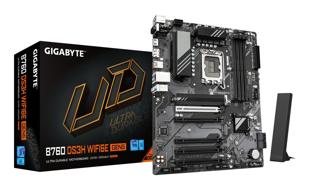 [B760 DS3H WF6E GEN5] GIGABYTE B760 DS3H WIFI6E GEN5 Scheda Madre – Compatibile con CPU Intel Core 14a generazione, VRM digitale a 8+2+1 fasi, fino a 5600 MHz DDR5, 2xPCIe 4.0 M.2, Wi-Fi 6E, LAN 1 GbE, USB 3.2 Gen 2x2