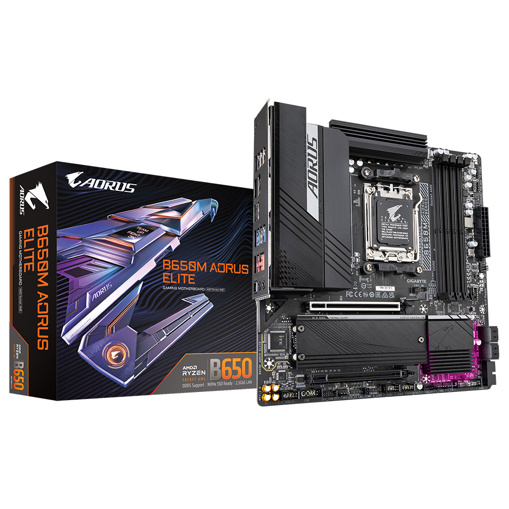 [B650M-AORUS Elite] GIGABYTE B650M AORUS ELITE Scheda madre - Supporta CPU AMD Ryzen 9000, VRM a 12+2+2 fasi, fino a 8000 MHz DDR5, 1xPCIe 5.0 + 1xPCIe 4.0 M.2, LAN 2.5GbE, USB 3.2 Gen 2x2