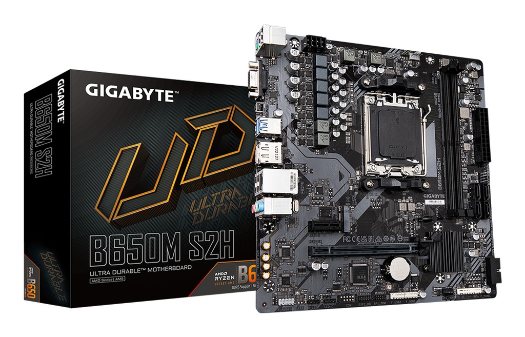 [B650M S2H] GIGABYTE B650M S2H Motherboard - AMD Ryzen 9000 Series CPUs, 5+2+2 Phases VRM, up to 6400MHz DDR5 (OC), 1xPCIe 4.0 M.2, GbE LAN, USB 3.2 Gen 1