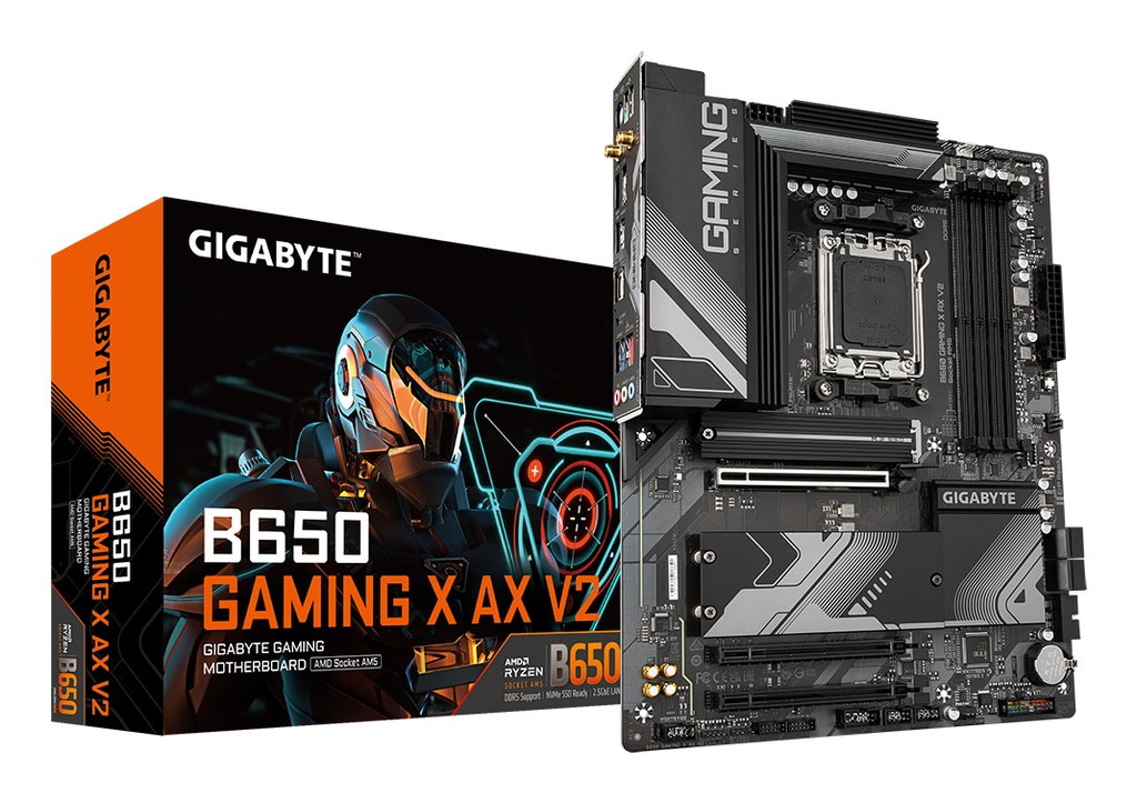 [B650 GAMING X AX V2] GIGABYTE B650 GAMING X AX V2 Motherboard - AMD Ryzen 9000 Series CPUs, 8+2+2 Phases VRM, up to 8000MHz DDR5 (OC), 1xPCIe 5.0 + 2xPCIe 4.0 M.2, 2.5GbE LAN, WIFI 6E, USB 3.2 Gen 2