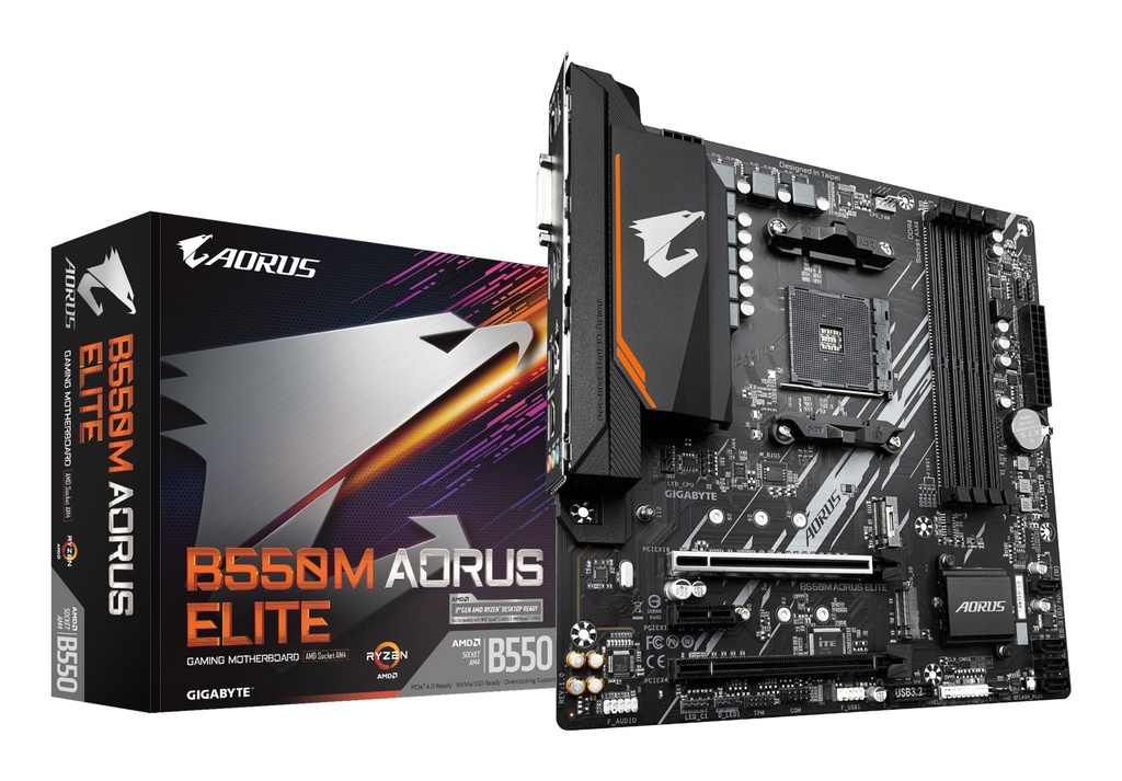 [B550M AORUS ELITE] GIGABYTE B550M AORUS ELITE Scheda madre - CPU AMD Ryzen 5000, VRM a 5+3 fasi, fino a 4733 MHz DDR4, 1xPCIe 4.0 + 1xPCIe 3.0 M.2, LAN 1GbE, USB 3.2 Gen 1