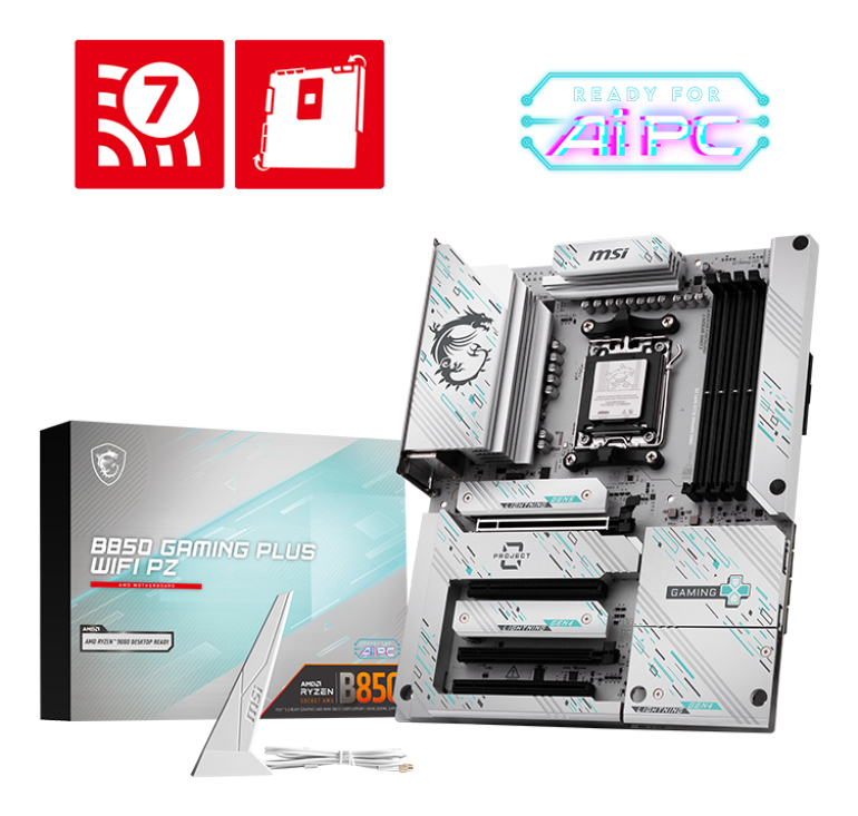 Scheda Madre MSI B850 GAMING PLUS WIFI PZ BTF AM5 DDR5 ATX Bianco