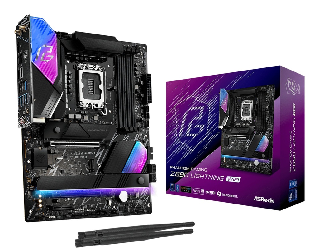 Scheda Madre ASRock Z890 Lightning Phantom Gaming WIFI LGA1851 ATX DDR5Nero