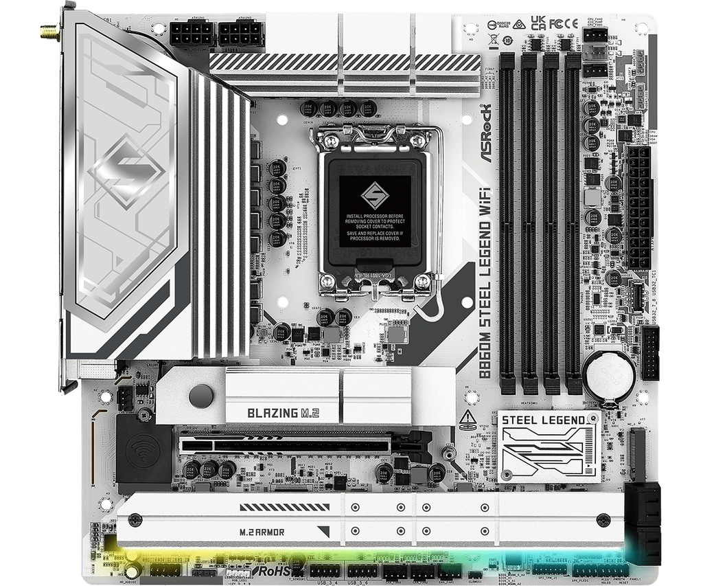 Scheda Madre ASROCK B860M Steel Legend WIFI LGA 1851 DDR5 Micro ATX Bianco