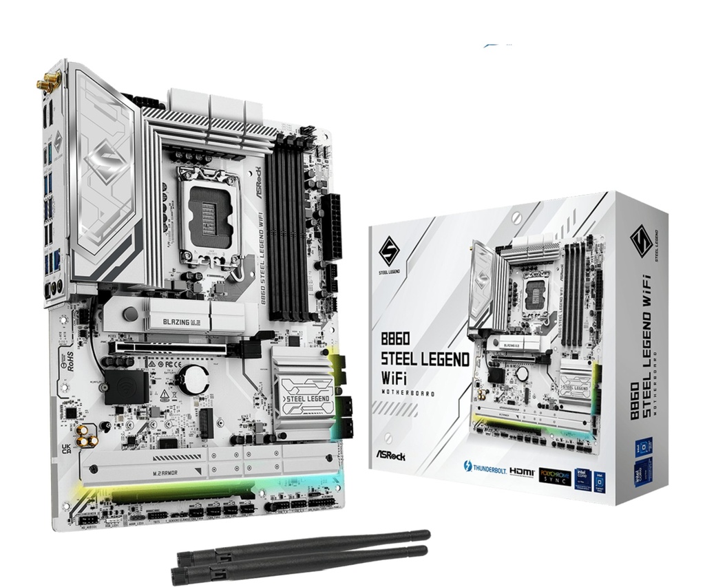 Scheda Madre ASROCK B860 Steel Legend WIFI LGA 1851 DDR5 ATX Bianco
