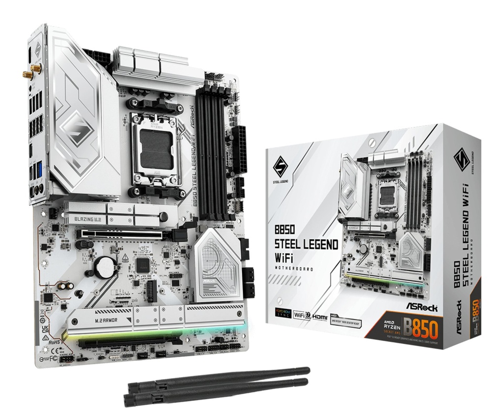 [90-MXBQS0-A0UAYZ] Scheda Madre ASROCK B850 Steel Legend WIFI Socket AM5 DDR5 ATX Bianco - SPEDIZIONE IMMEDIATA