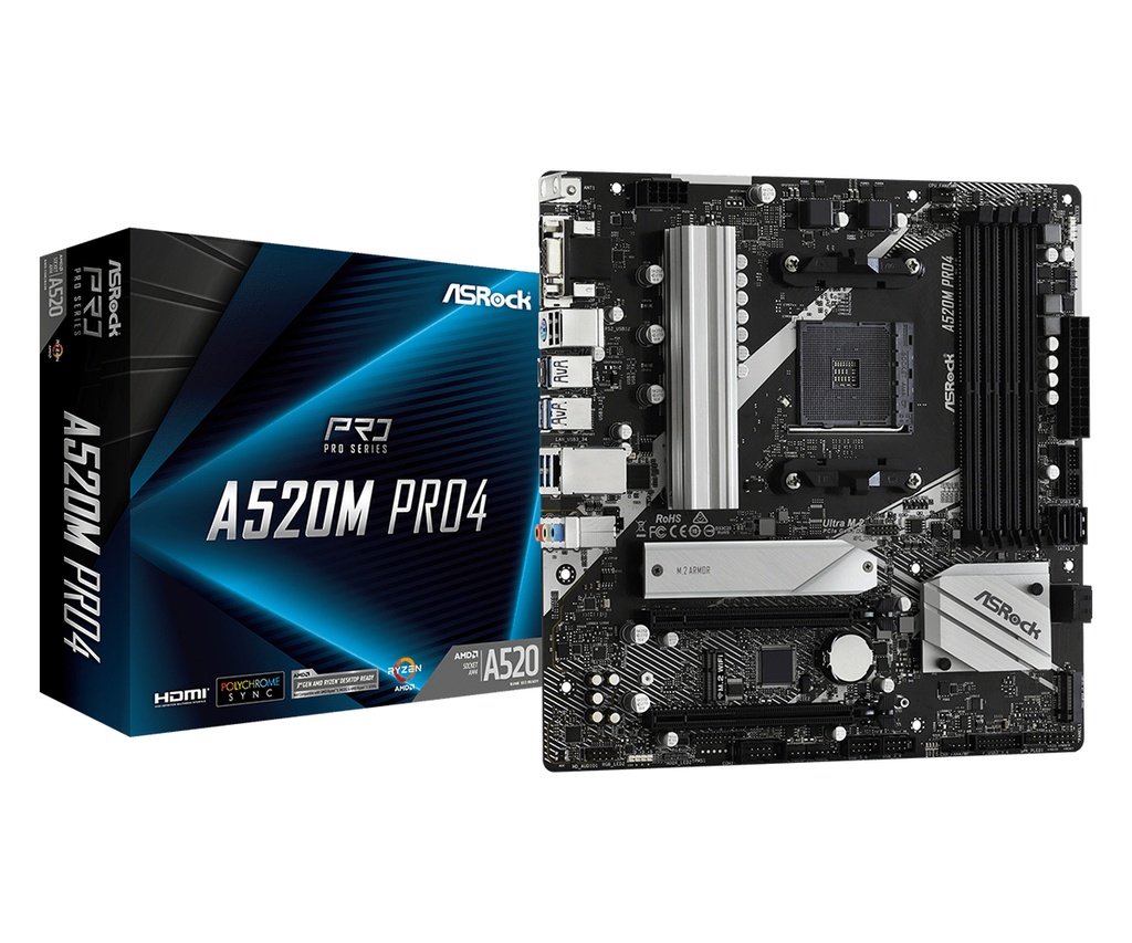 [90-MXBDU0-A0UAYZ   ] Scheda Madre AMD Asrock A520M Pro4 AM4 Micro-ATX