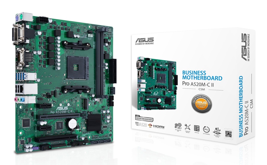 [90MB18F0-M0EAYC] ASUS PRO A520M-C II/CSM AMD A520 Socket AM4 micro ATX