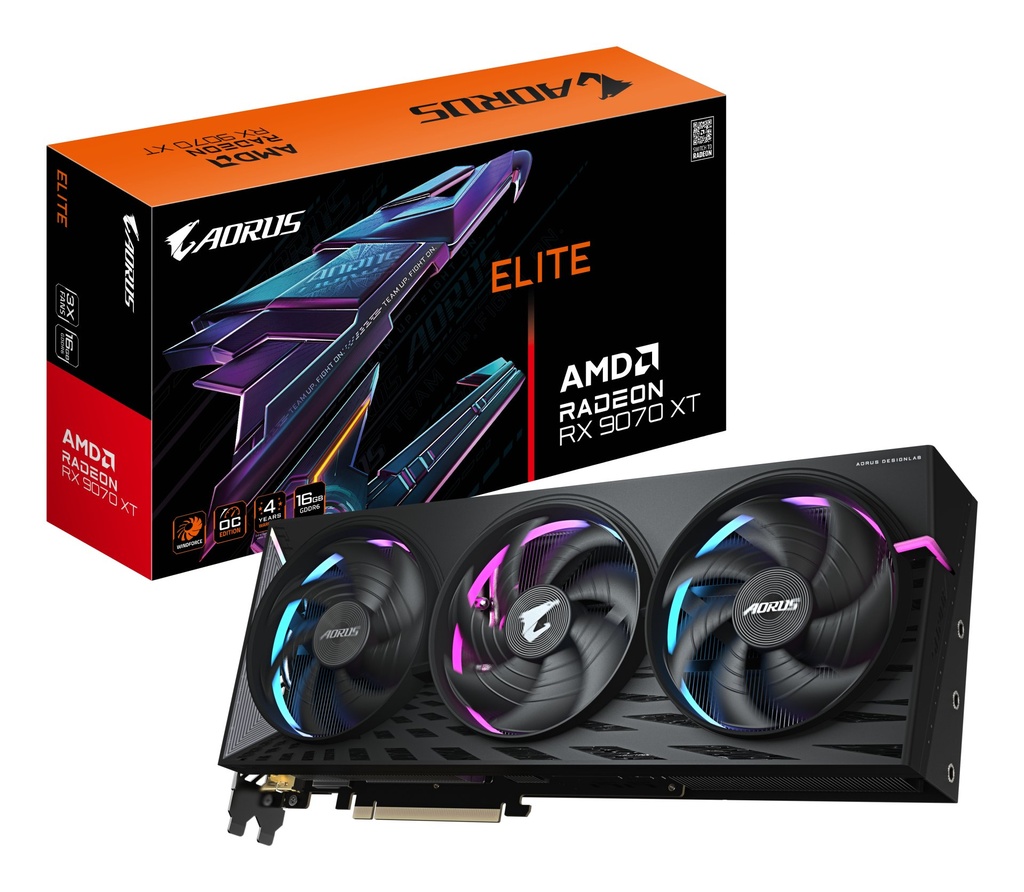 [GV-R9070XTAORUS E-16GD] GIGABYTE AORUS Radeon RX 9070 XT ELITE 16G Scheda Grafica - 16 GB GDDR6, 256 bit, PCI-E 5.0, 3100 MHz Frequenza Base, 2 x DisplayPort, 2 x HDMI, GV-R9070XTAORUS E-16GD
