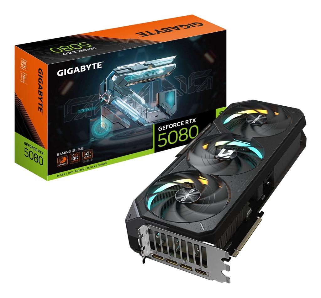 [GV-N5080GAMING OC-16GD] GIGABYTE GeForce RTX 5080 GAMING OC 16G Scheda Grafica - 16GB GDDR7, 256 bit, PCI-E 5.0, 2730MHz Core Clock, 3 x DisplayPort, 1 x HDMI, GV-N5080GAMING OC-16GD