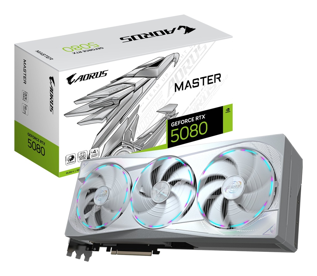 [GV-N5080AORUSM ICE-16GD] GIGABYTE AORUS GeForce RTX 5080 MASTER ICE 16G Scheda Grafica - 16GB GDDR7, 256 bit, PCI-E 5.0, 2805MHz Core Clock, 3 x DP 2.1a, 1 x HDMI 2.1b, NVIDIA DLSS 4, GV-N5080AORUSM ICE-16GD