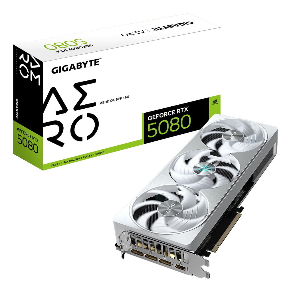 [GV-N5080AERO OC-16GD] GIGABYTE GeForce RTX 5080 AERO OC SFF 16G Scheda Grafica - 16GB GDDR7, 256 bit, PCI-E 5.0, 2730MHz Core Clock, 3 x DisplayPort, 1 x HDMI, GV-N5080AERO OC-16GD